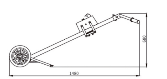 Eagle-Grip drum hand cart side dimensional drawing