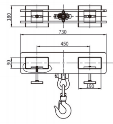 MK50 forklift lifting hook with 5000 kilogram capacity