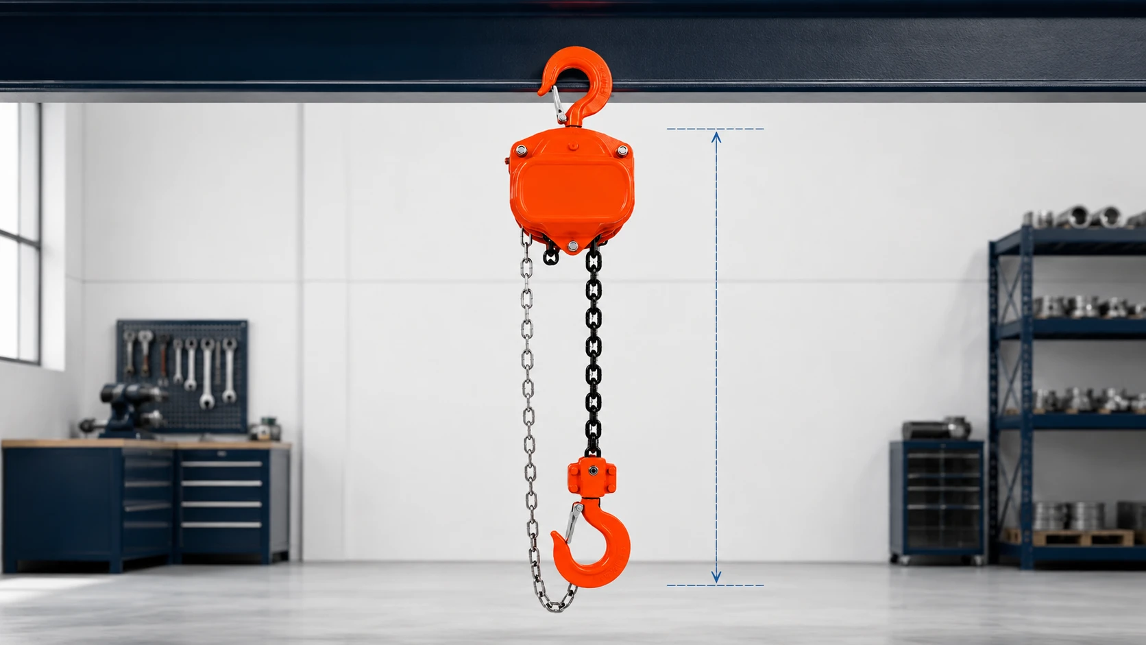 Manual chain hoist selection for capacity, lift and headroom